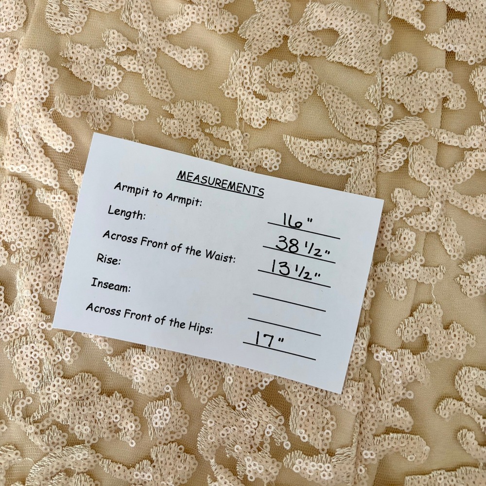 SUE WONG Nocturne Champagne Sequin Sleeveless Party Cocktail Sheath Dress Size 4 - Picture 15 of 15